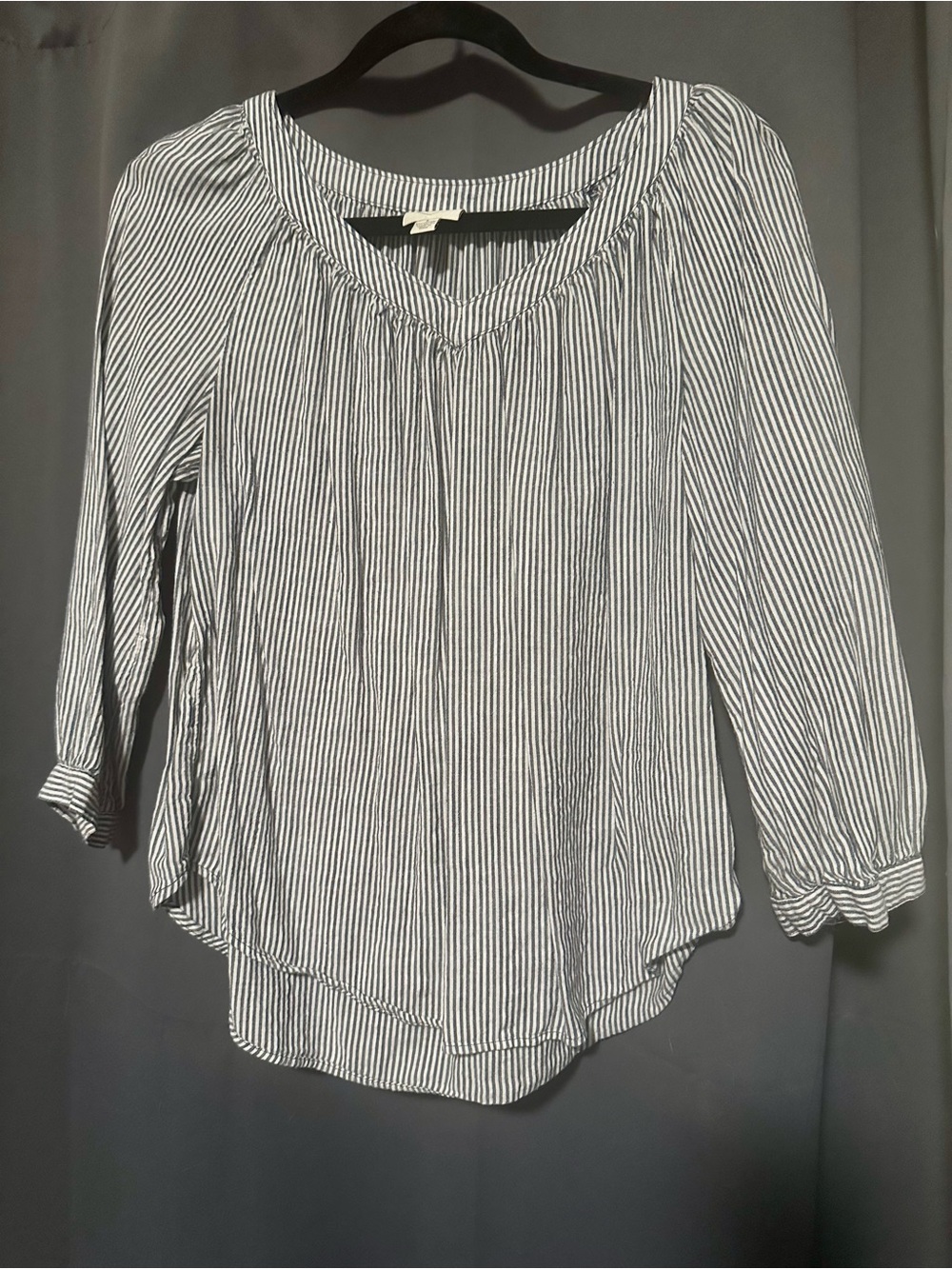 St. John's Bay Black and White Pinstripe Scoop-Neck Blouse